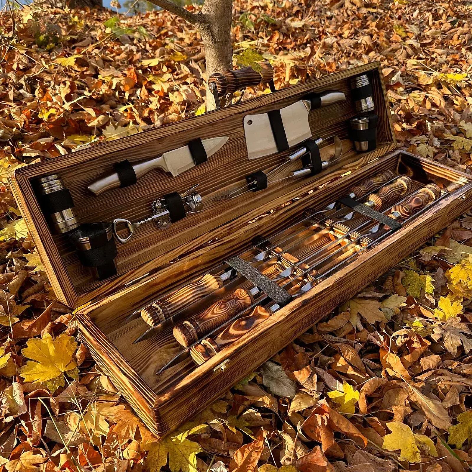 Дерев’яний кейс із набором шампурів «ШАМПУРОК»