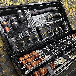 Набір шампурів «ІДЕАЛ» у дерев'яному кейсі