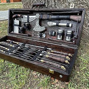 Кейс дерев’яний із набором шампурів «ВОЖАК»