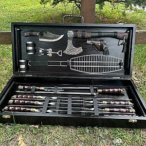 Кейс дерев'яний з набором шампурів «ЛІДЕР»