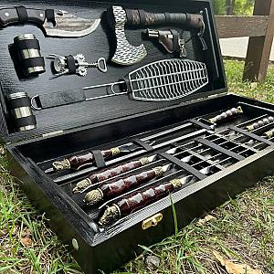 Кейс дерев'яний з набором шампурів «ЛІДЕР»