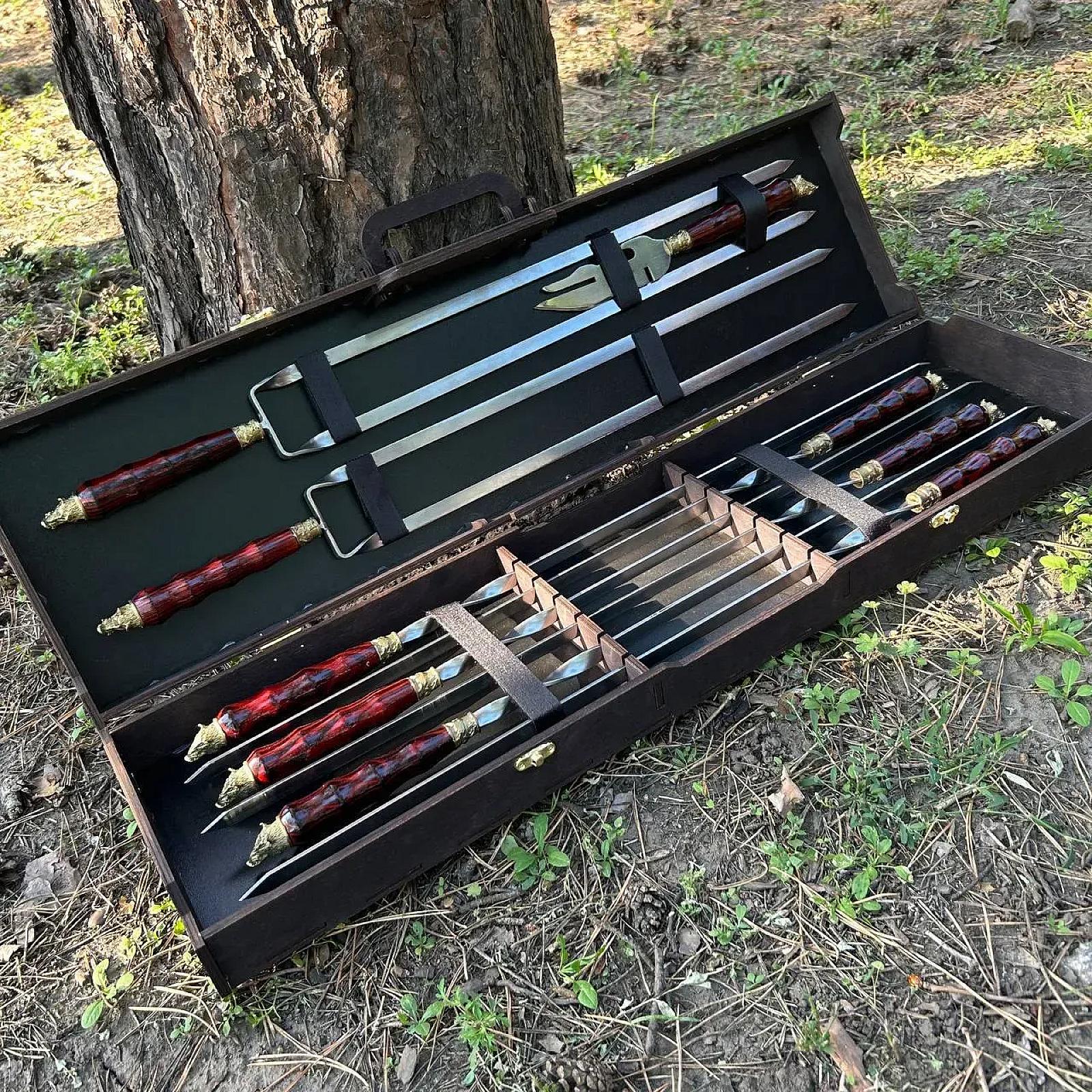 Набір шампурів «ВЕЖА» у кейсі з фанери