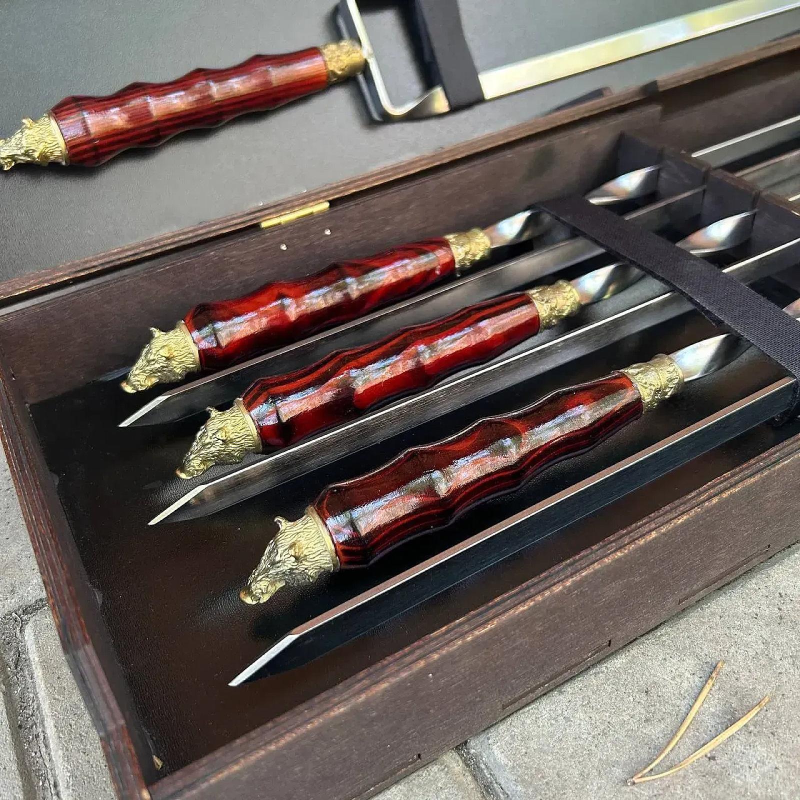 Набір шампурів «ВЕЖА» у кейсі з фанери