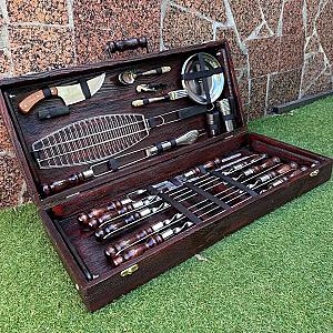 Кейс дерев'яний з набором шампурів "ПРЕМІЯ"