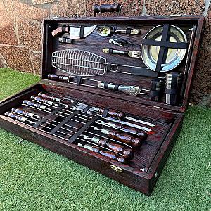 Кейс дерев'яний з набором шампурів "ПРЕМІЯ"