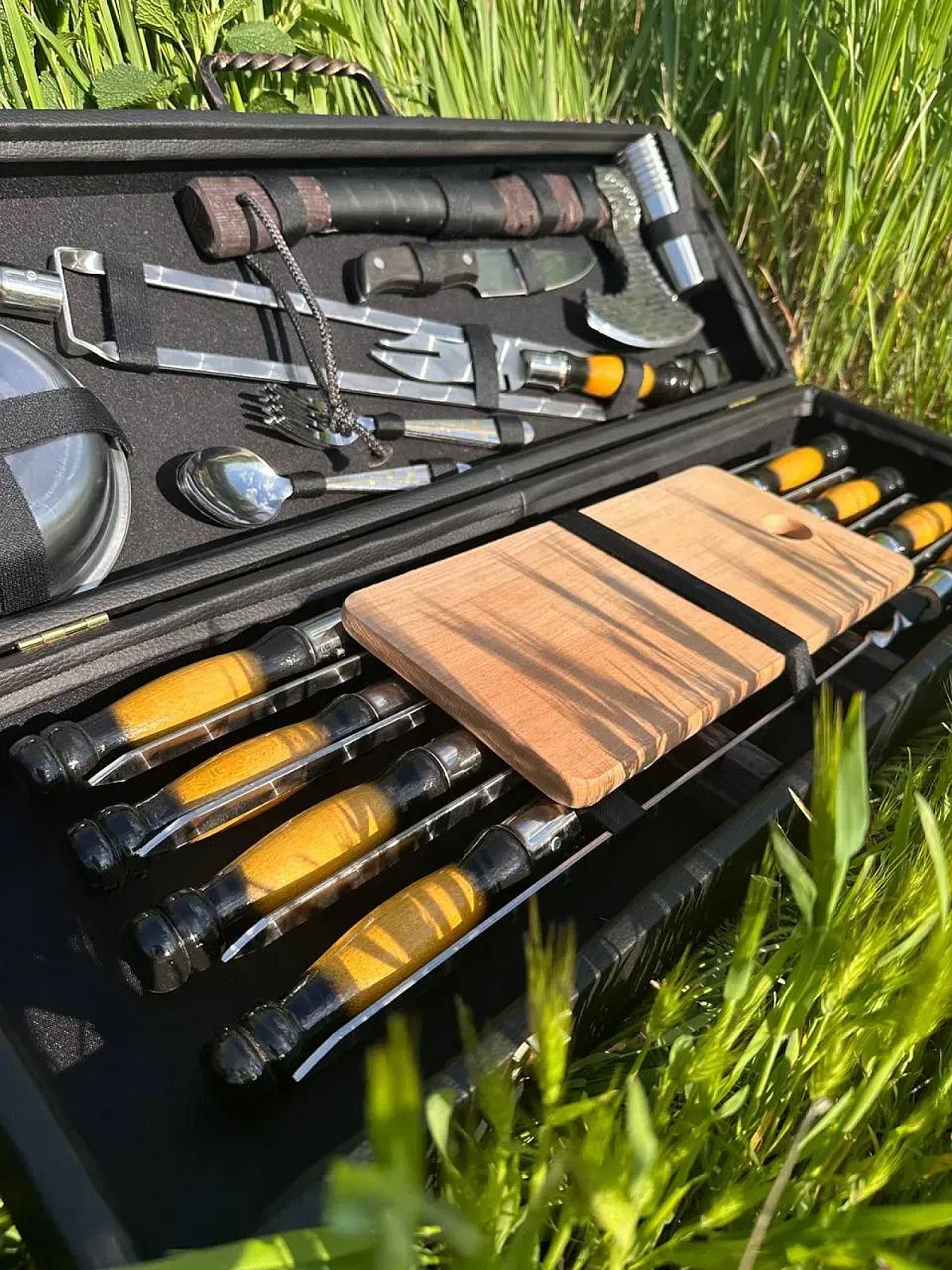 Кейс дерев'яний «БОСТОН» з набором шампурів