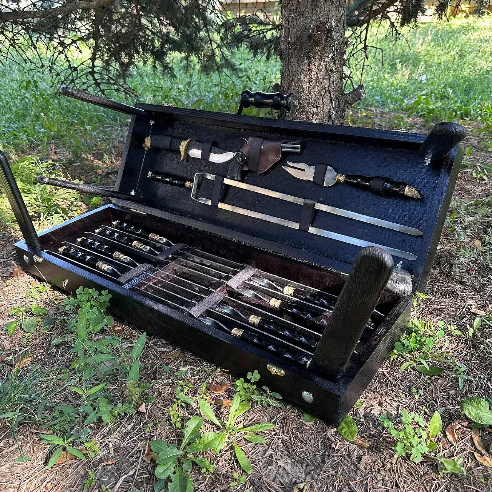 Кейс дерев'яний з набором шампурів «ДИКИЙ ПРЕСТИЖ»