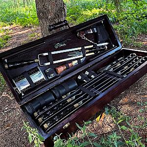 Кейс дерев'яний "ТРОФЕЙ КОЗАКА" з набором шампурів