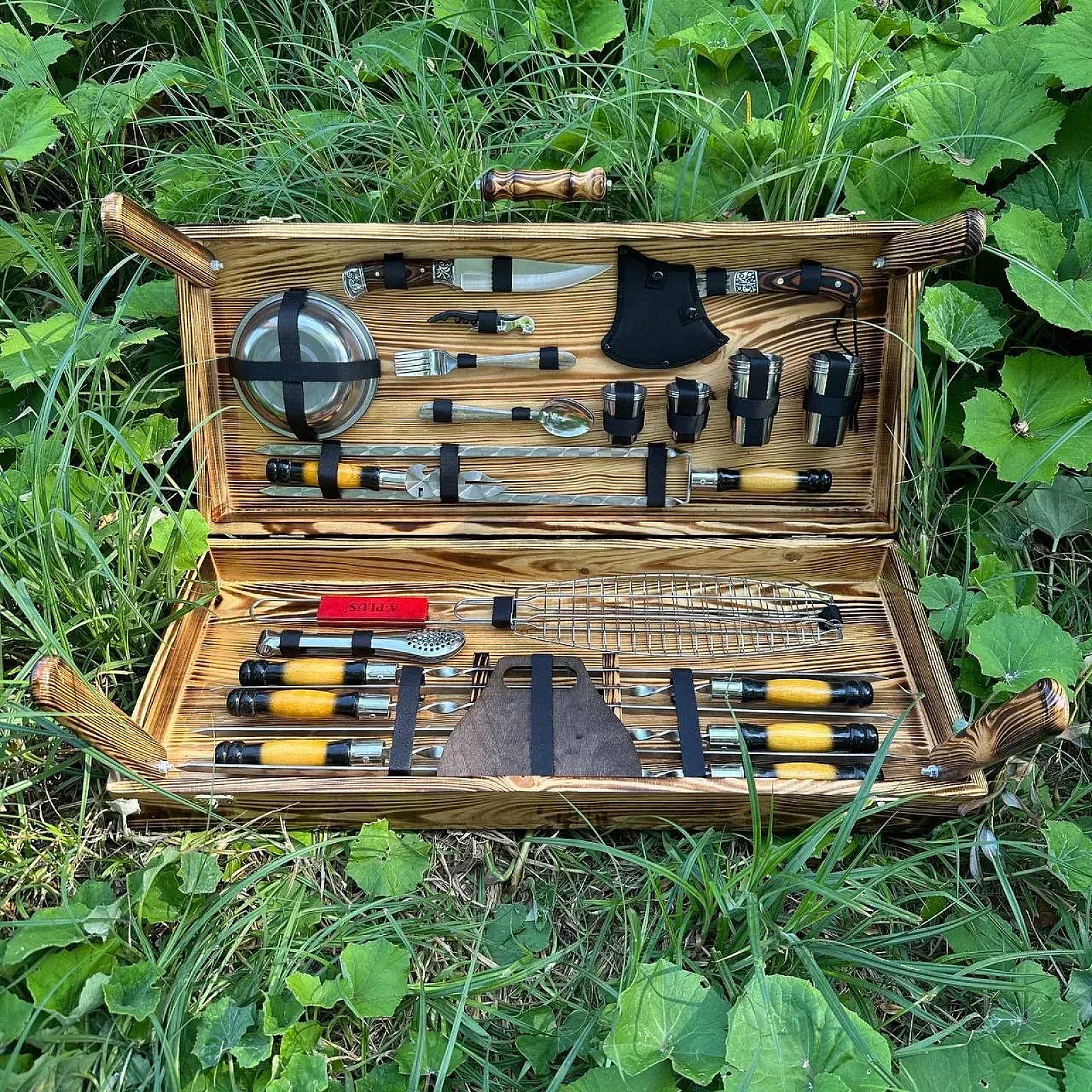 Кейс дерев'яний із набором шампурів «ОРЛАН»