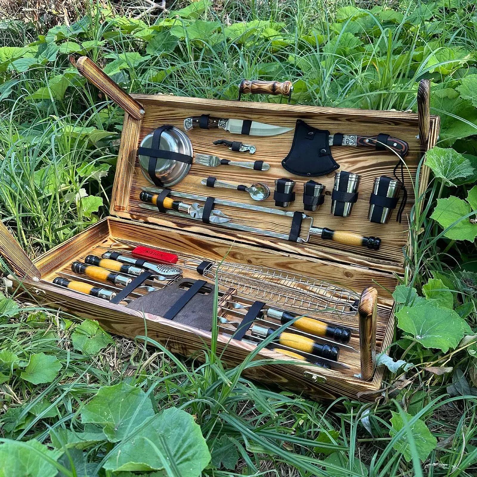 Кейс дерев'яний із набором шампурів «ОРЛАН»