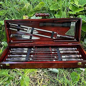 Кейс дерев’яний з набором шампурів «БАГРЯНИЙ»