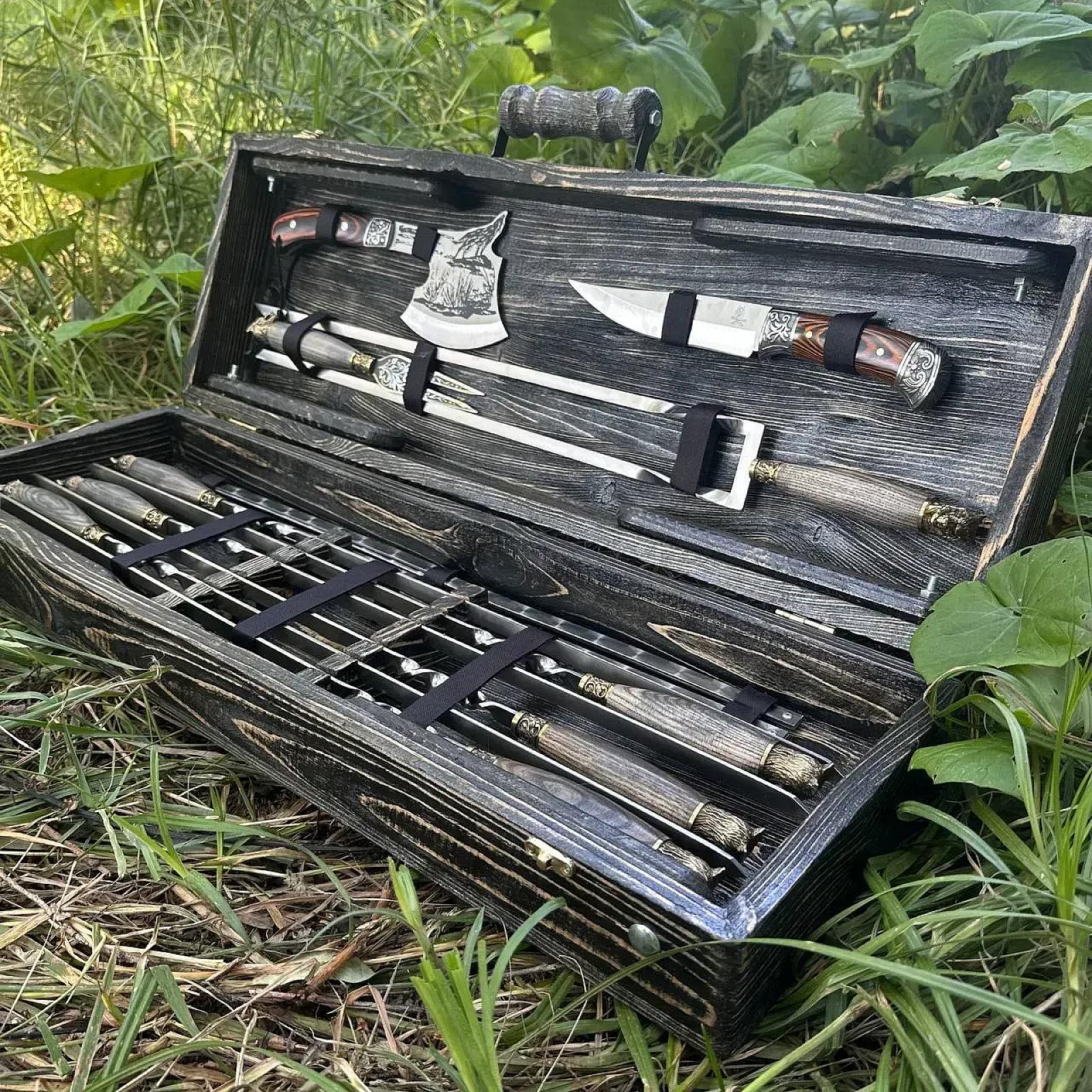 Дерев'яний кейс із набором шампурів «АКЕЛА»