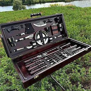 Набір шампурів «СОБОЛЬ» у кейсі з дерева