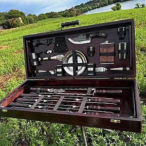 Набір шампурів «СОБОЛЬ» у кейсі з дерева