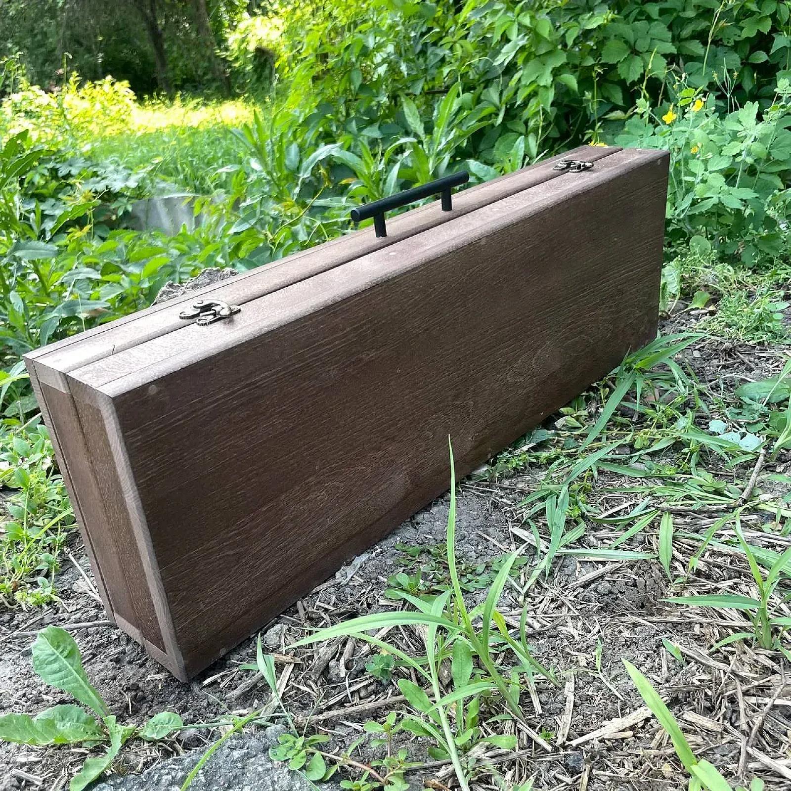 Кейс дерев'яний «СОКІЛ» з набором шампурів