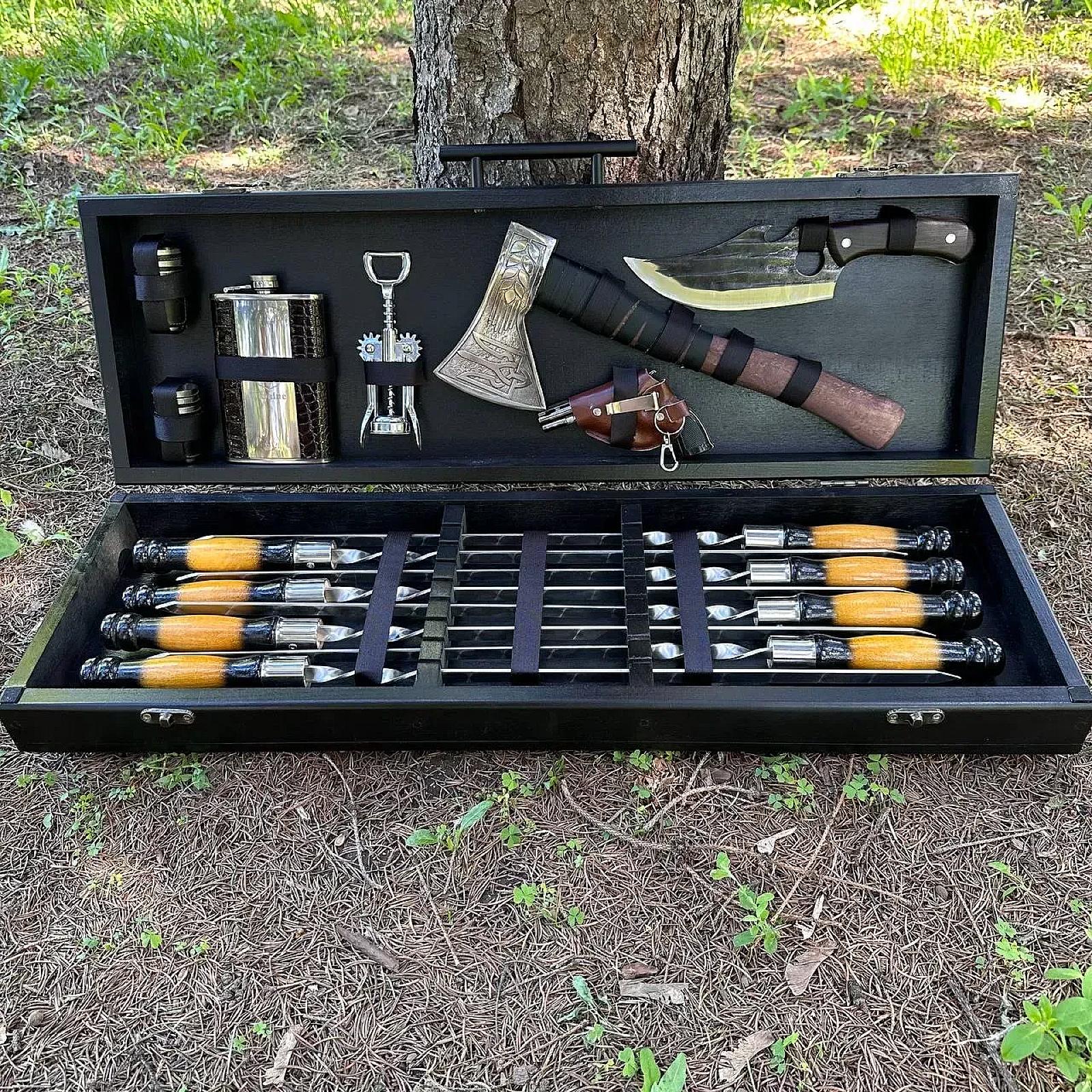 Дерев'яний кейс із набором шампурів «СКЕЛЯ»