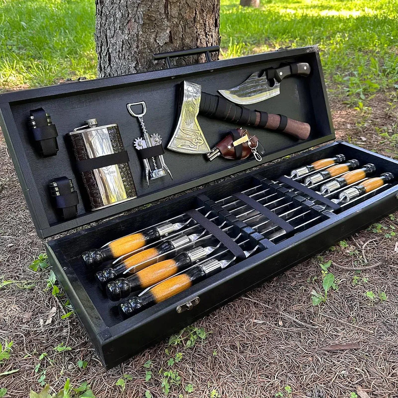 Дерев'яний кейс із набором шампурів «СКЕЛЯ»