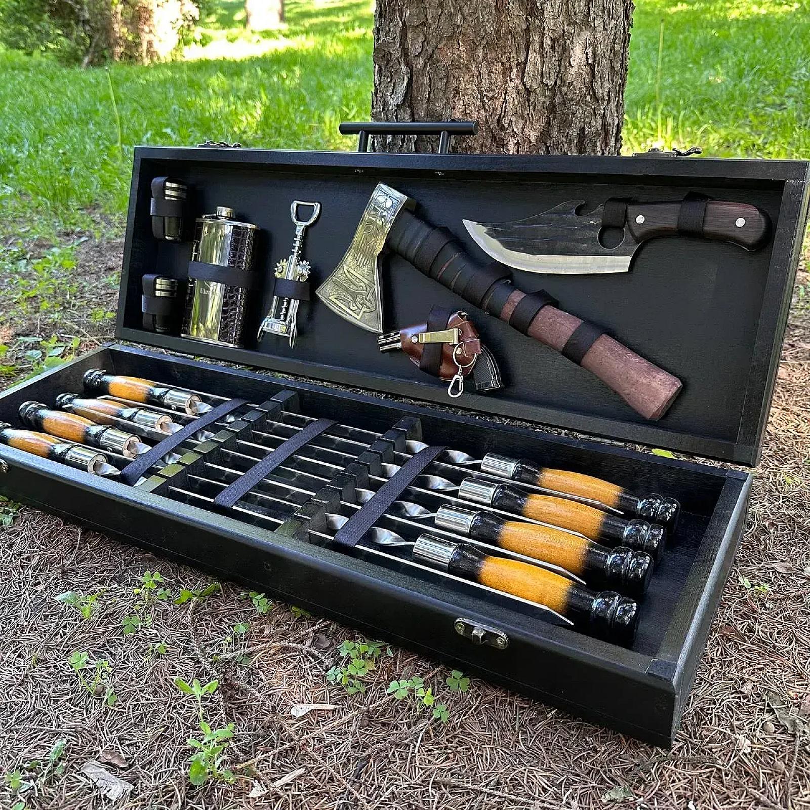 Дерев'яний кейс із набором шампурів «СКЕЛЯ»