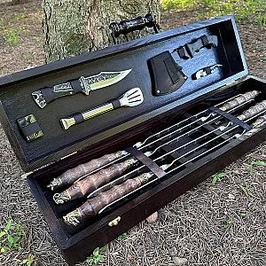 Дерев'яний кейс із набором шампурів «КІНГ»