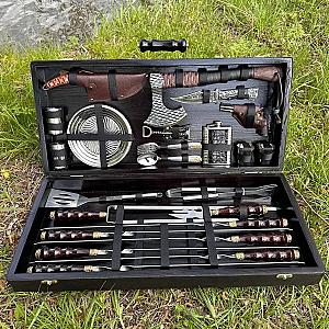 Дерев’яний кейс «ВУЛКАН» із набором шампурів