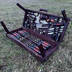 Дерев'яний кейс «МРІЯ» з набором шампурів