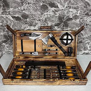 Дерев'яний кейс «КОЛОС» із набором шампурів