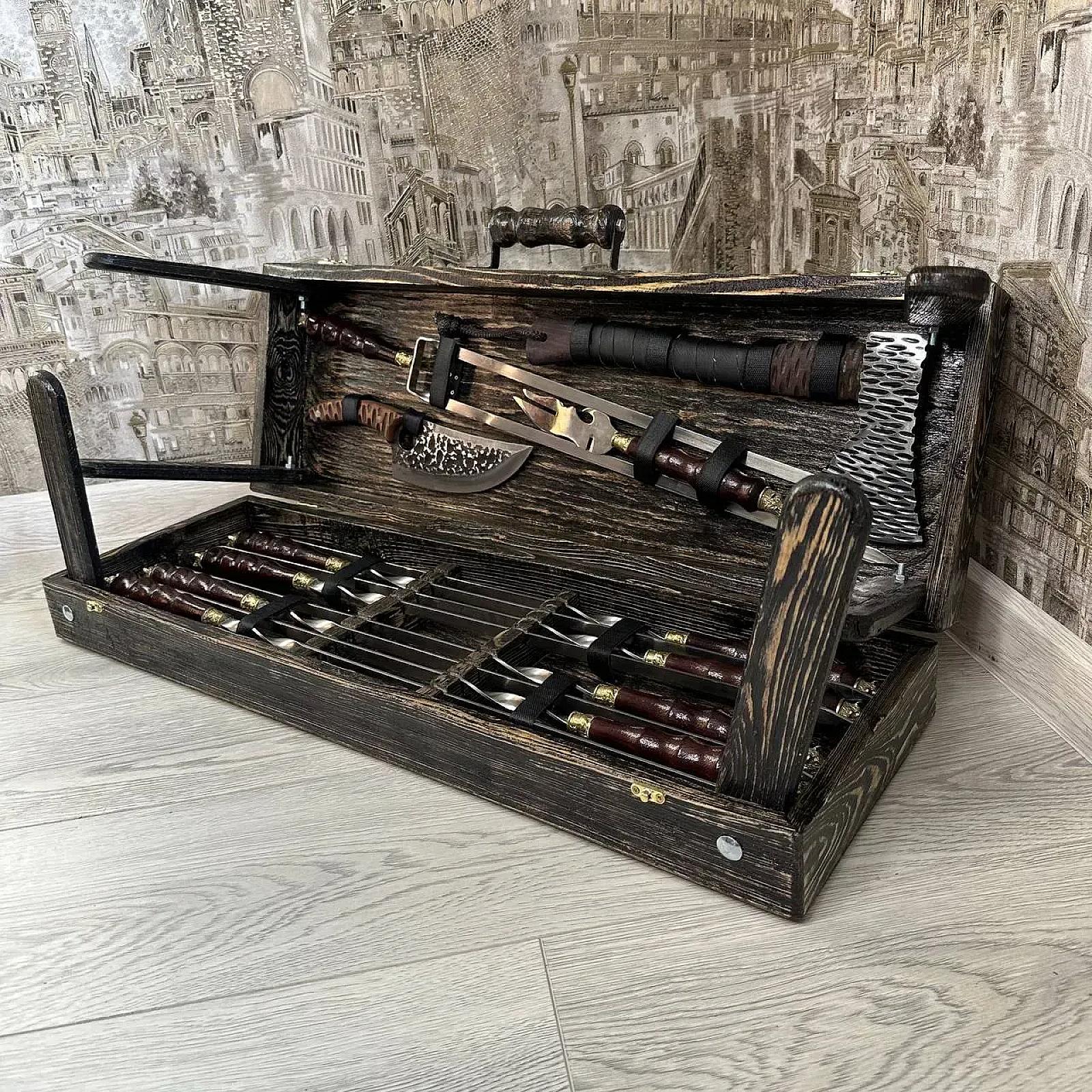 Набір шампурів «КАБАН» у дерев'яному кейсі