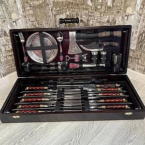 Дерев'яний кейс із набором шампурів «МАГНАТ»