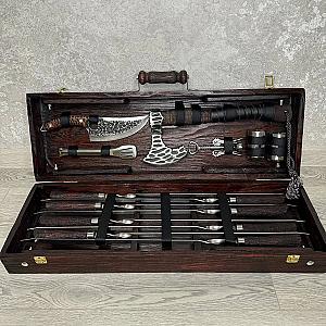 Дерев'яний кейс із набором шампурів "БУРЕВІЙ"