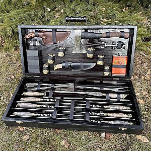 Дерев'яний кейс із набором шампурів «КОРОЛЬ»