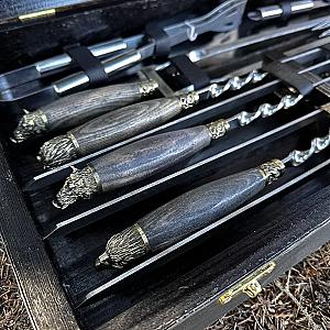 Дерев'яний кейс із набором шампурів «КОРОЛЬ»