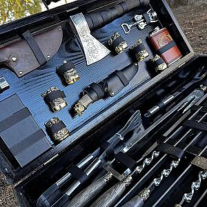 Дерев'яний кейс із набором шампурів «КОРОЛЬ»