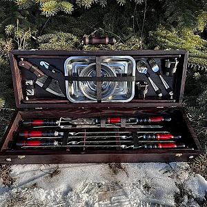 Дерев'яний кейс із набором шампурів "КВАРТЕТ"