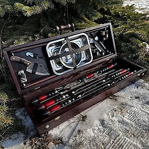 Дерев'яний кейс із набором шампурів "КВАРТЕТ"