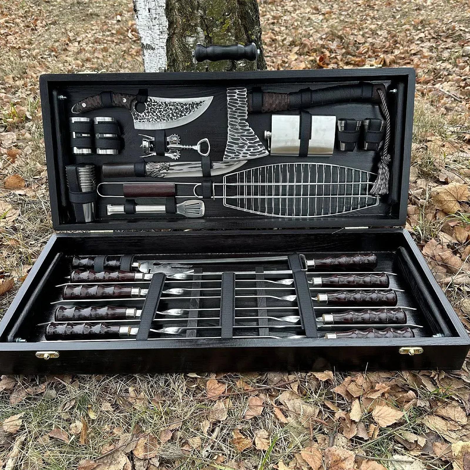 Дерев'яний кейс із набором шампурів "САМУРАЙ"