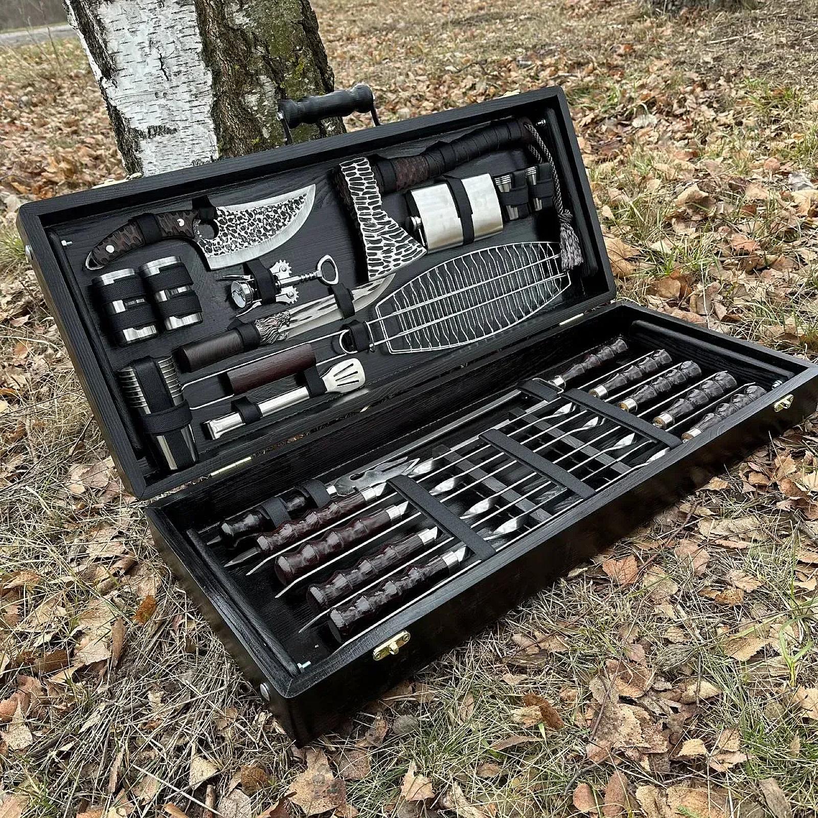 Дерев'яний кейс із набором шампурів "САМУРАЙ"