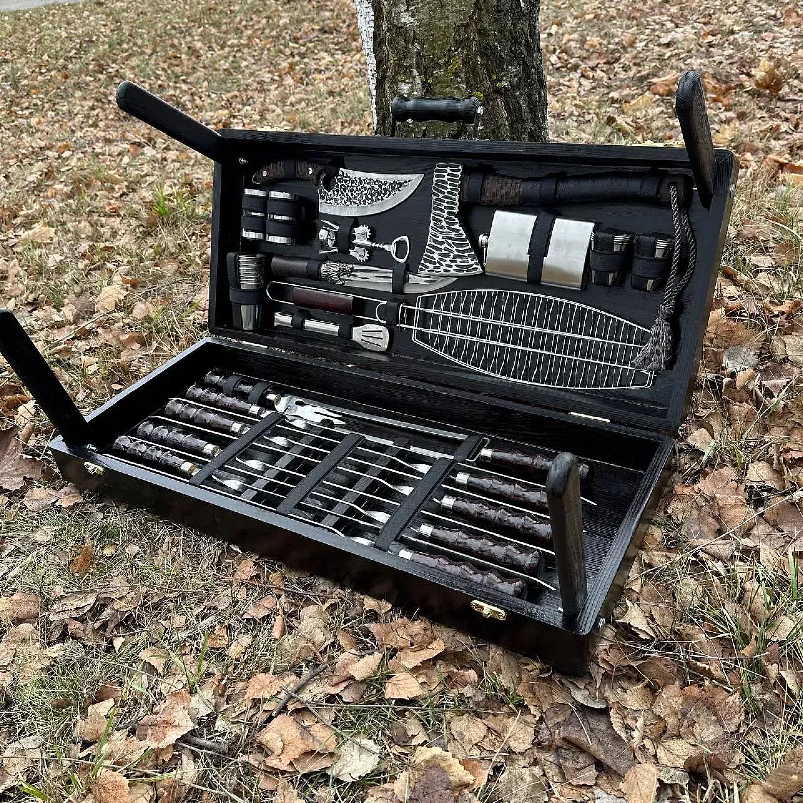 Дерев'яний кейс із набором шампурів "САМУРАЙ"