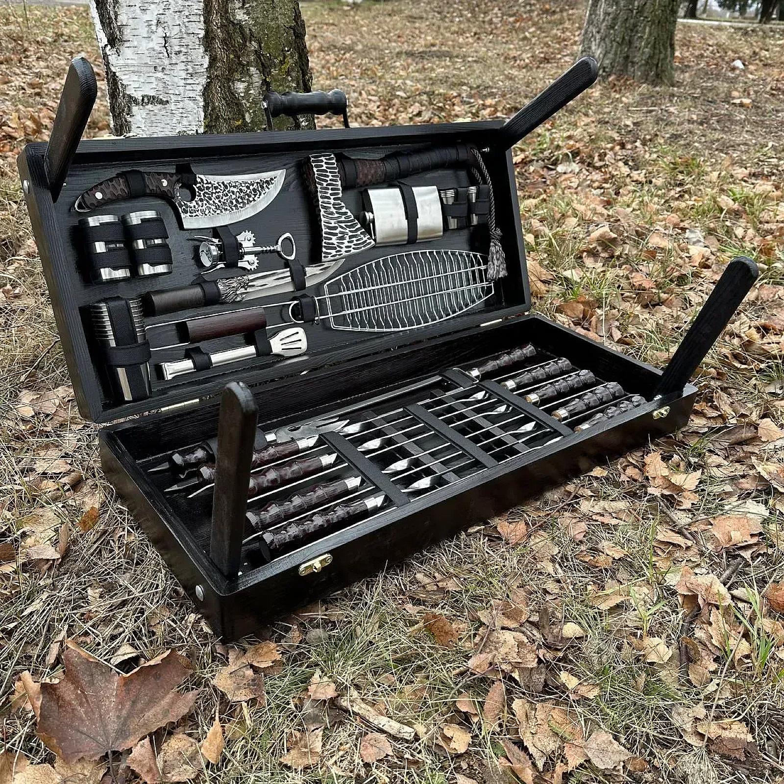 Дерев'яний кейс із набором шампурів "САМУРАЙ"