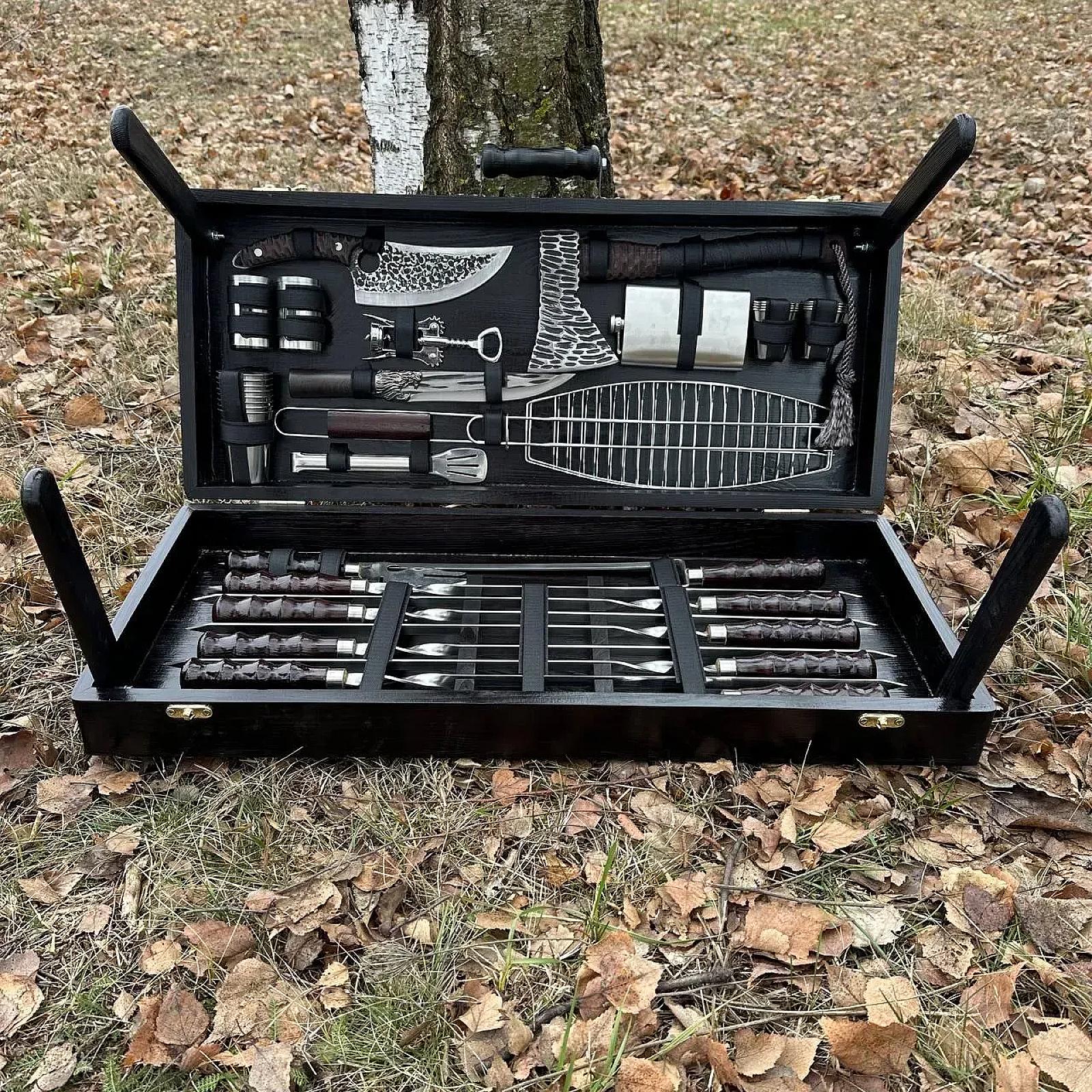 Дерев'яний кейс із набором шампурів "САМУРАЙ"