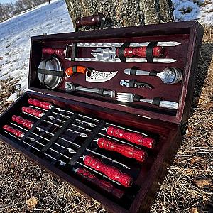 Набір шампурів «МАНДРІВНИК» у кейсі з дерева