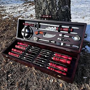 Набір шампурів «МАНДРІВНИК» у кейсі з дерева