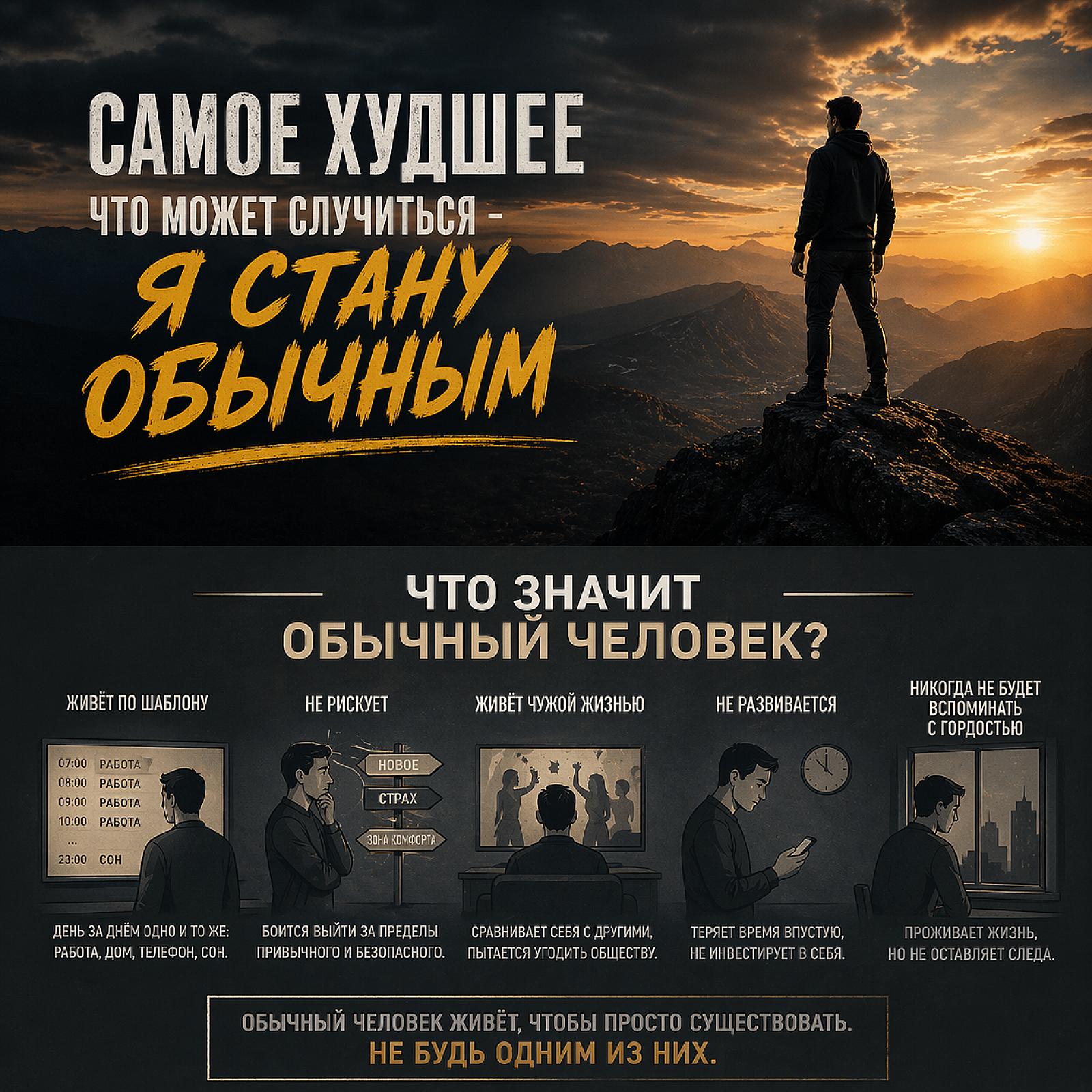 наклейка 10×10 см "Найгірше - це стати звичайним"