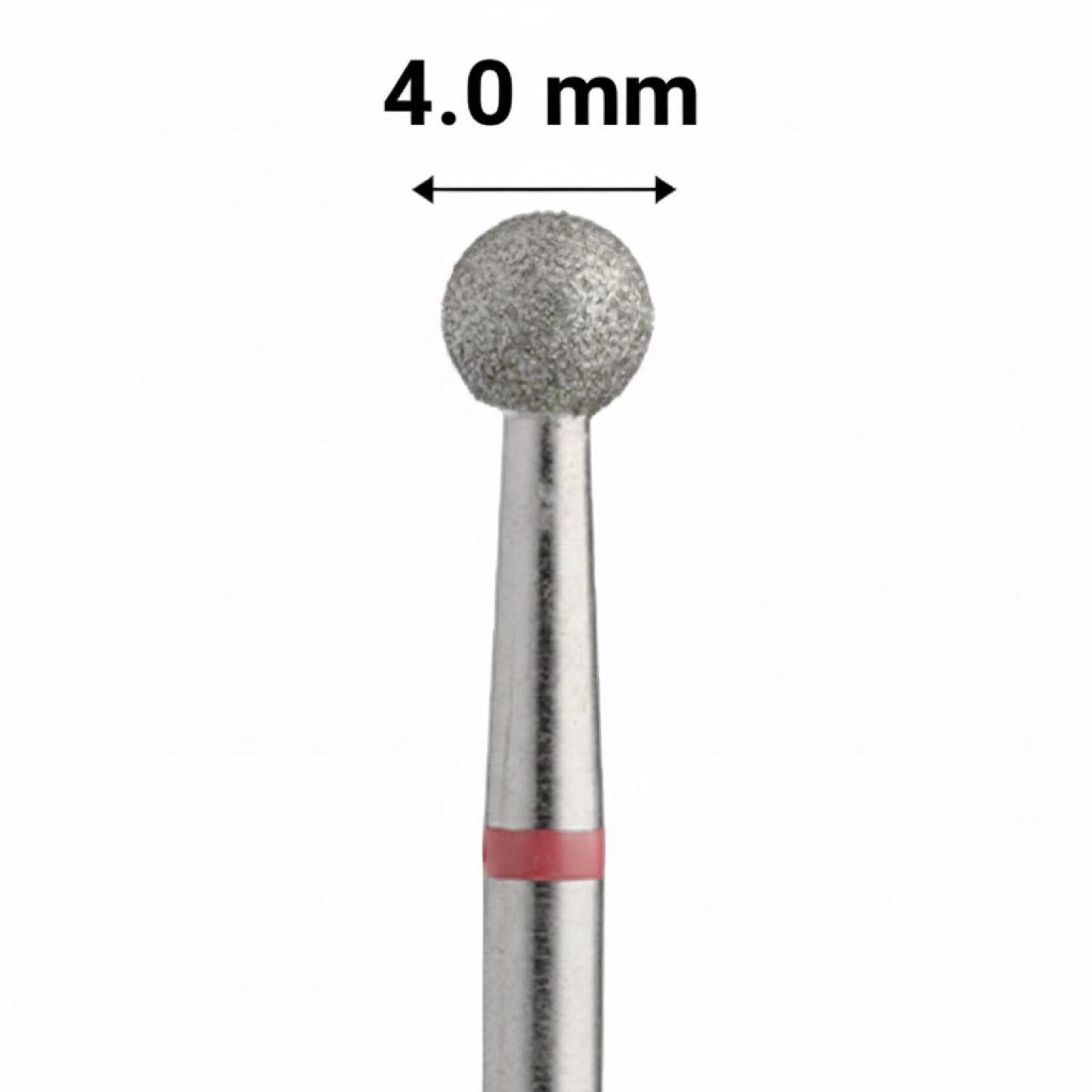Фреза алмазна для манікюру кулька 4,0 мм червоне кільце