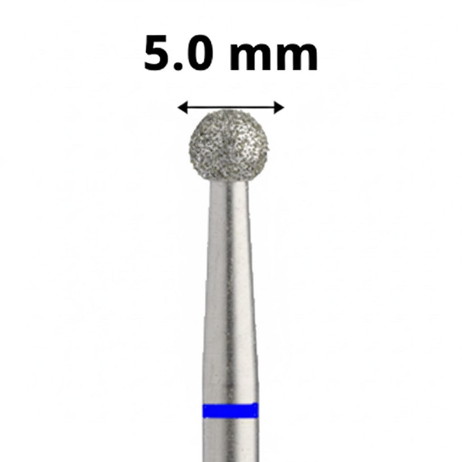 Фреза алмазна для манікюру кулька 5,0 мм сине кільце