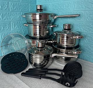 Набір посуду з високоякісної нержавіючої сталі на 18 предметів