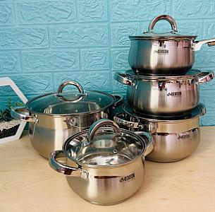 Набір посуду з високоякісної нержавіючої сталі на 10 предметів