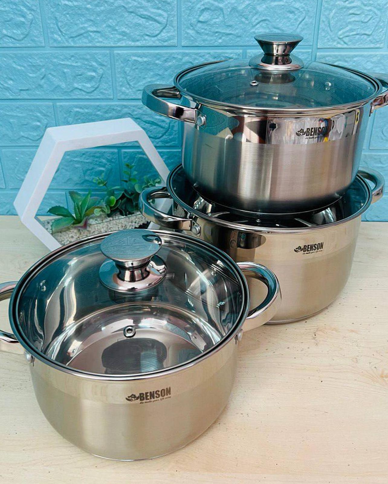 Набір посуду з нержавіючої сталі на 6 предметів + підставка