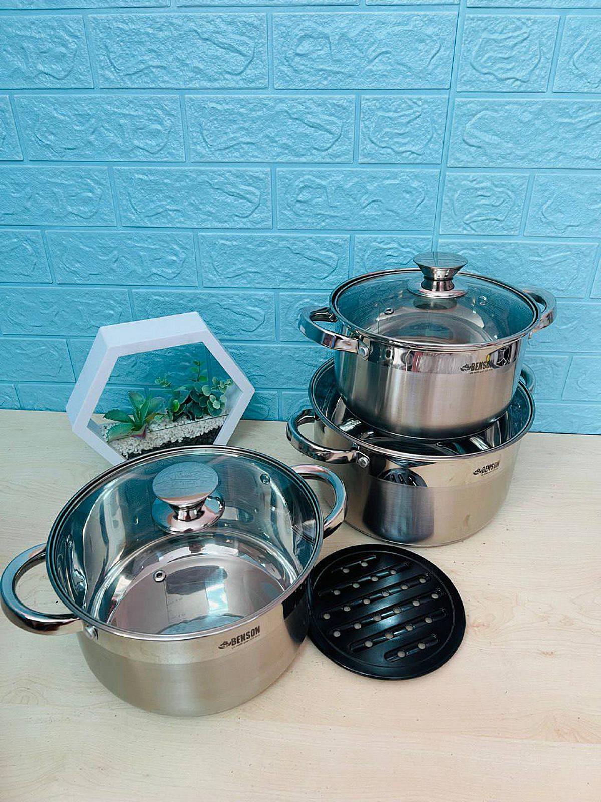 Набір посуду з нержавіючої сталі на 6 предметів + підставка