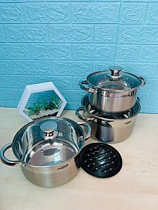 Набір посуду з нержавіючої сталі на 6 предметів + підставка