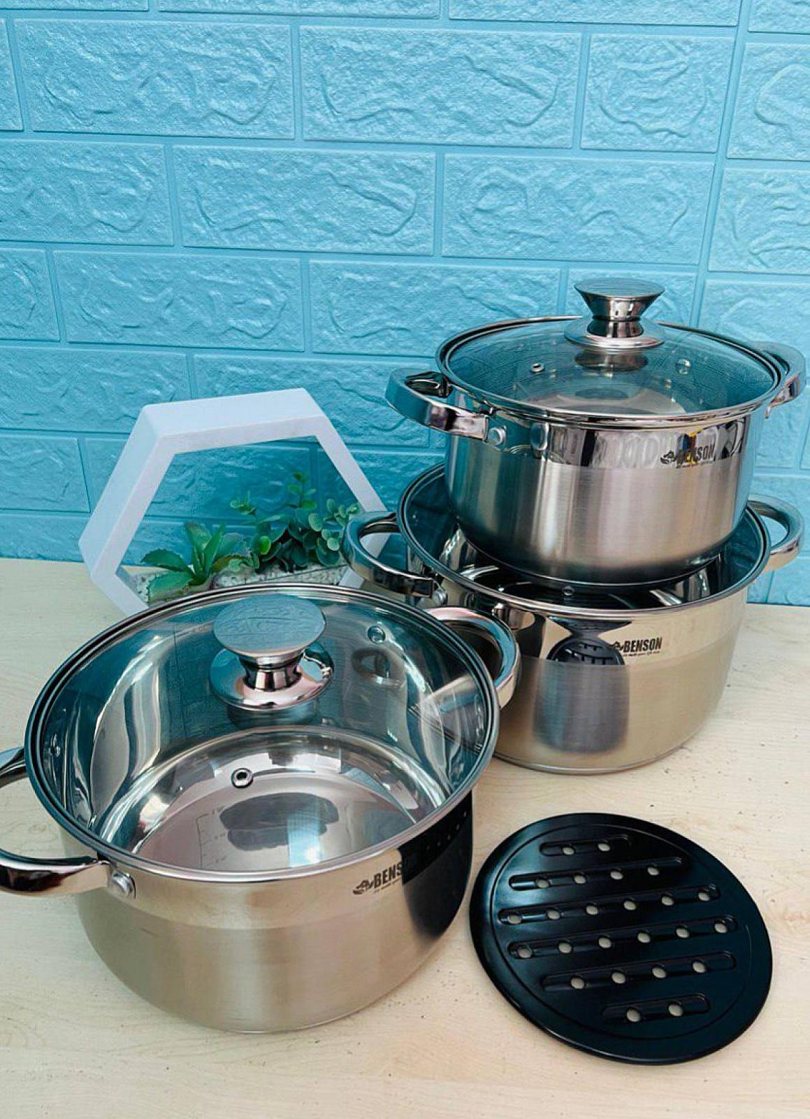 Набір посуду з нержавіючої сталі на 6 предметів + підставка